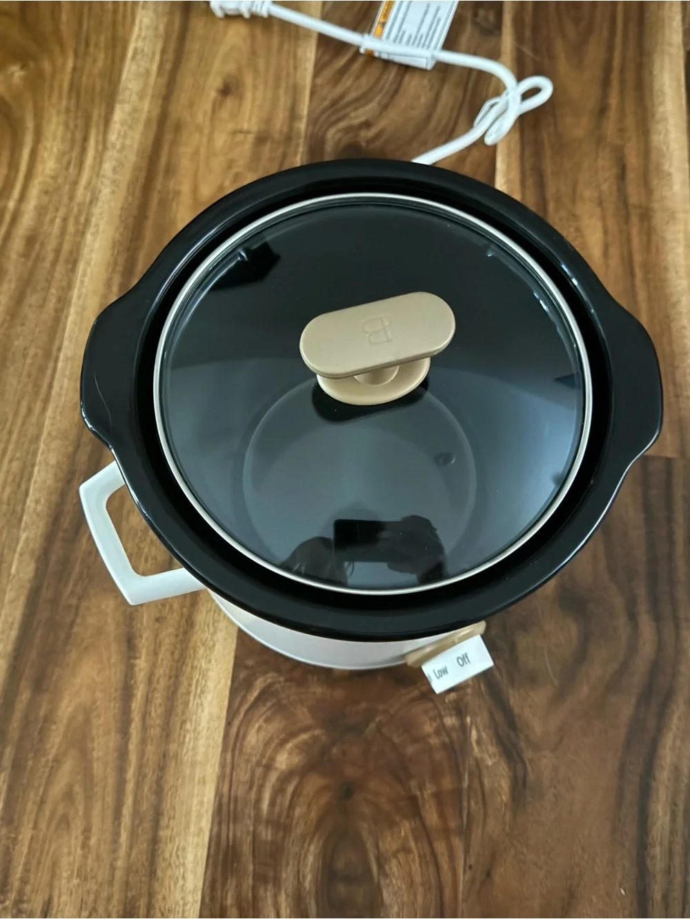 Home Kitchen White Mini Slow Cooker with lack Lid